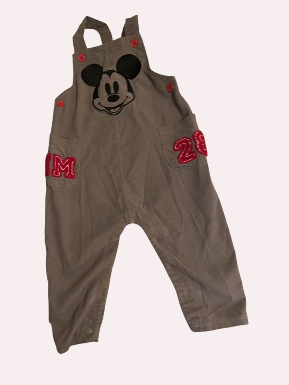 Disney Baby Mickey Mouse 24M Gray Overall Romper Outfit